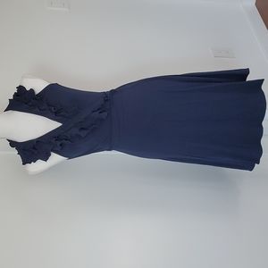 Gently used Foley wrap ruffle wrap around dress v neck blue size small